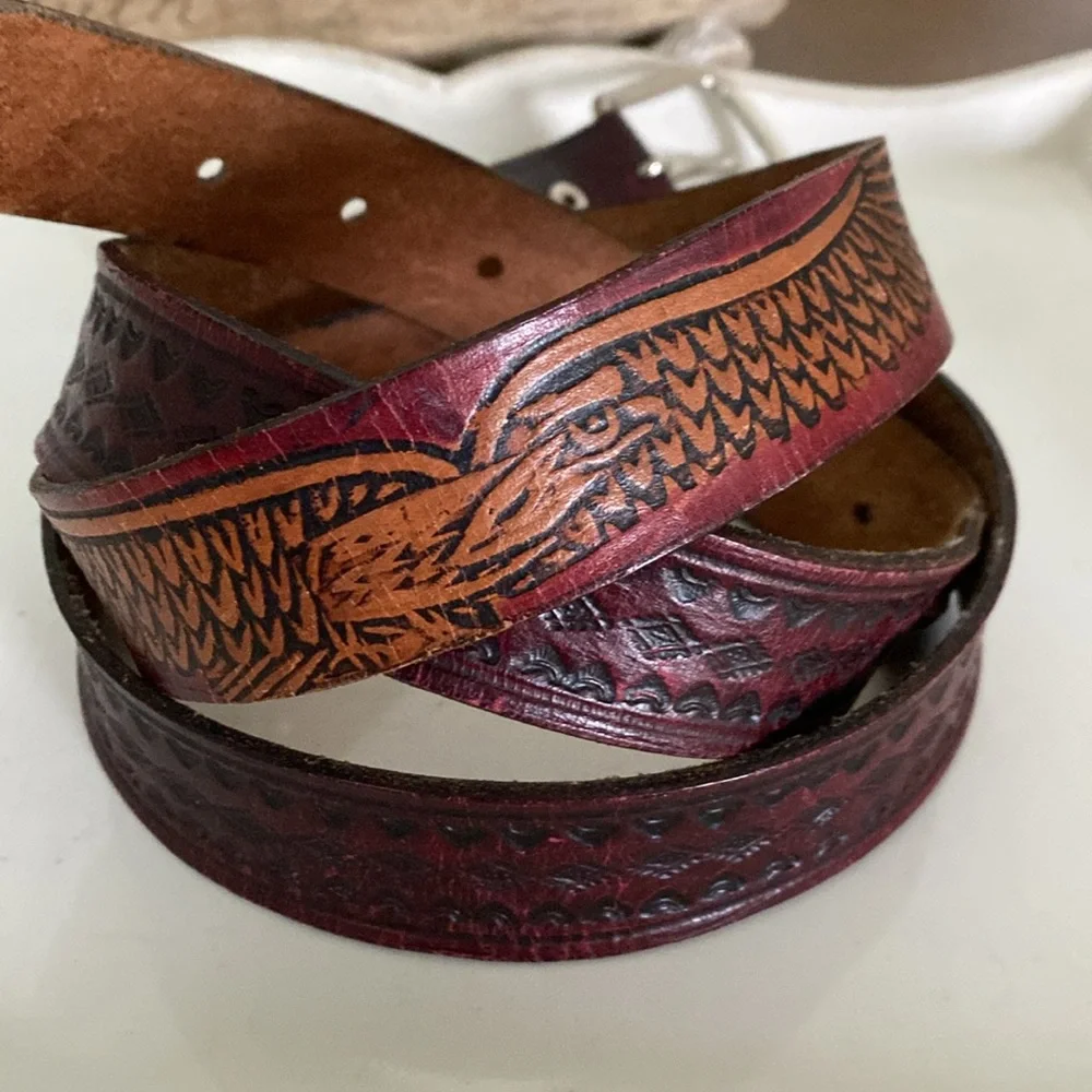 Vintage Men’s Brown Leather Belt - Size 50